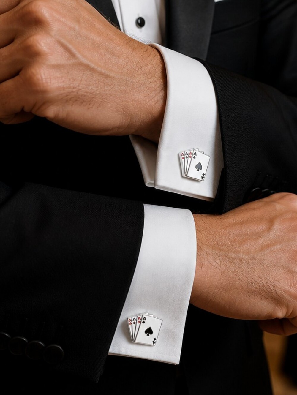 Four Aces Cufflinks Poker Playing Cards Casino Vegas Gambler Groomsman Gift New